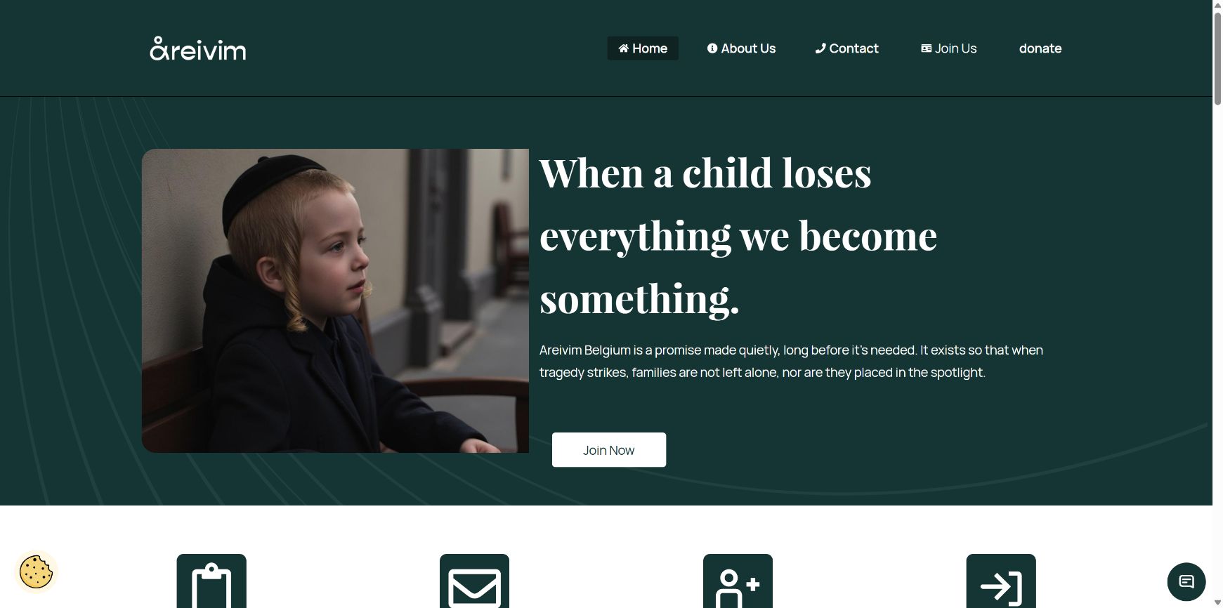 Areivim Belgium homepage introducing its community support programme