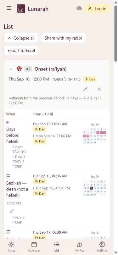 Lunarah event history and calculation periods using fictional records